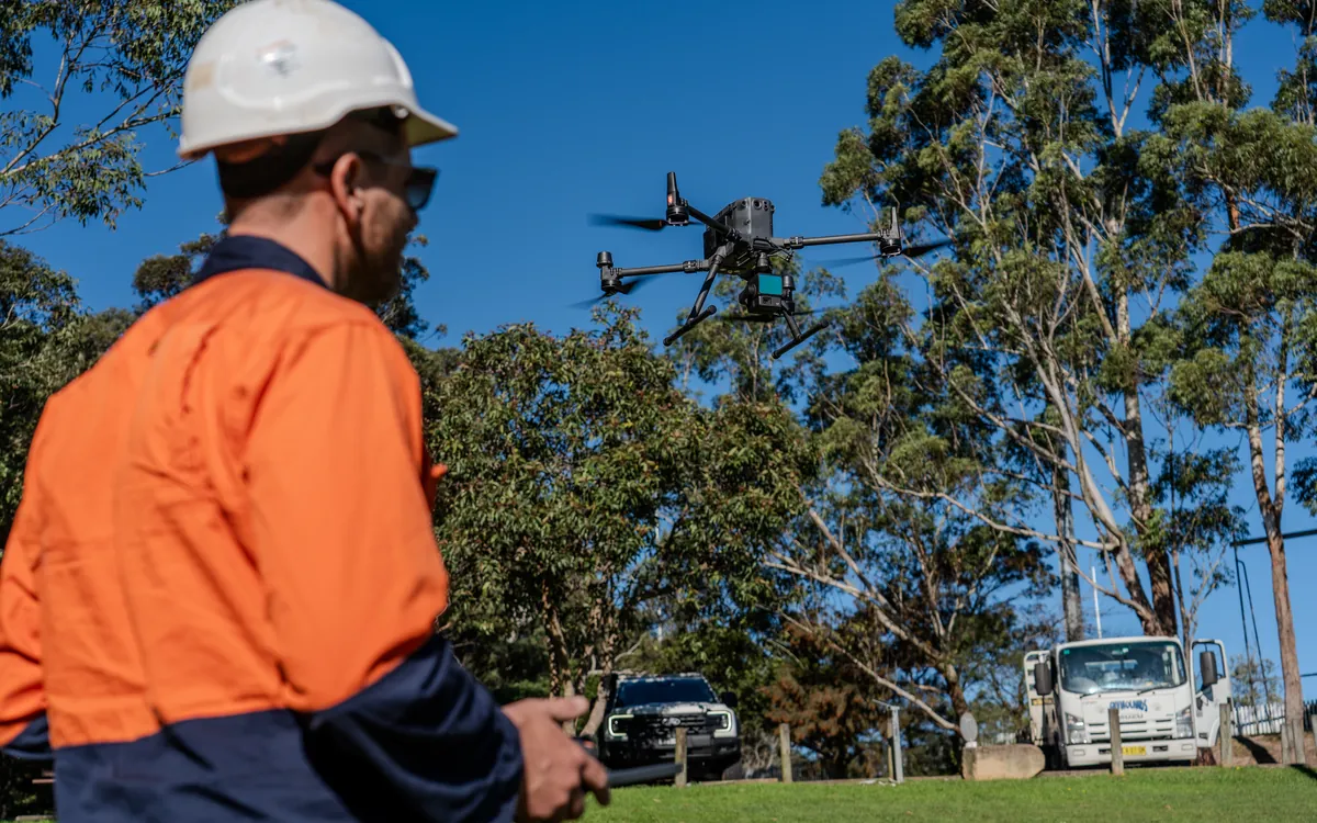 LCG operator flying a survey drone for aerial mapping